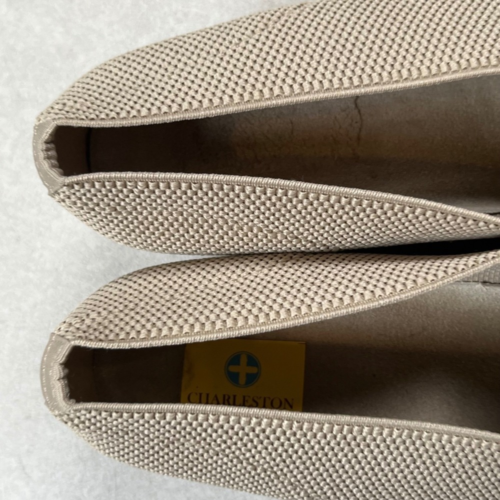 Charleston Shoe Co. Cape Low Pumps Women 10 Taupe Woven Knit Square Toe Comfort - Picture 13 of 14